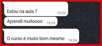 Mensagens de Daniel A.: Estou na aula 7 / Aprendi muitoooo — Ruan: O curso é muito bom mesmo